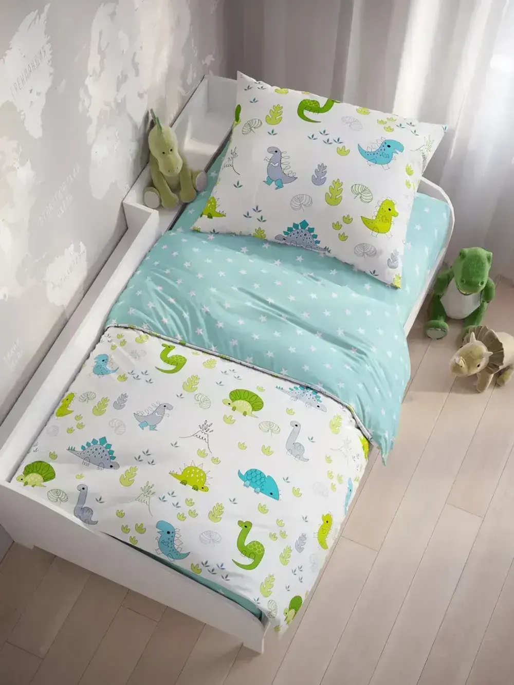 Наволочка комплект 2шт бязь Сказка "Динозаврики" 50x70 см на молнии