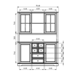 Буфет деревянный с 4 дверями Лэйквью 155х41х202 см с подсветкой, из натуральной сосны