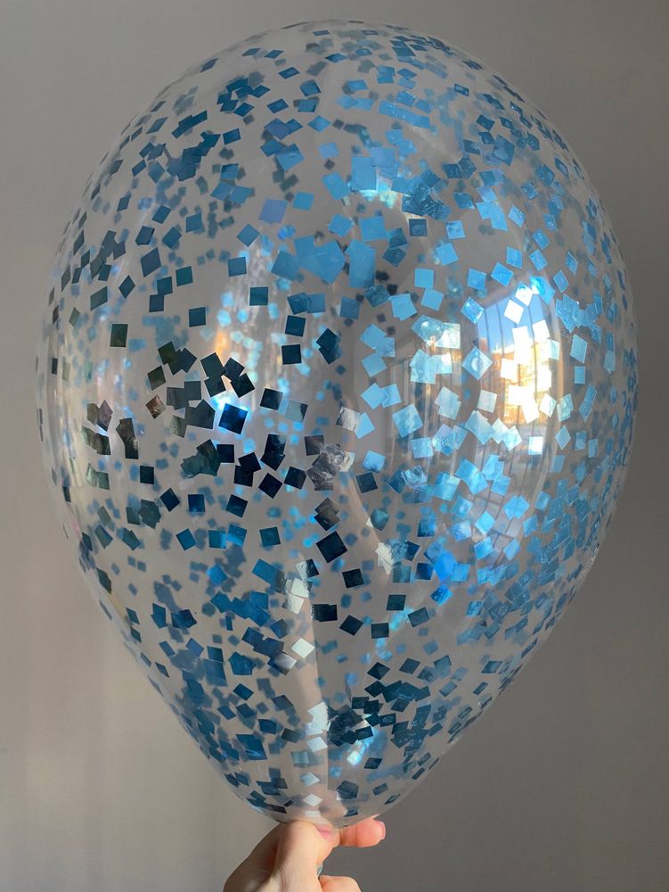 Воздушный шар с наполнением конфетти квадрат голубой ПАЛИТРА №4329