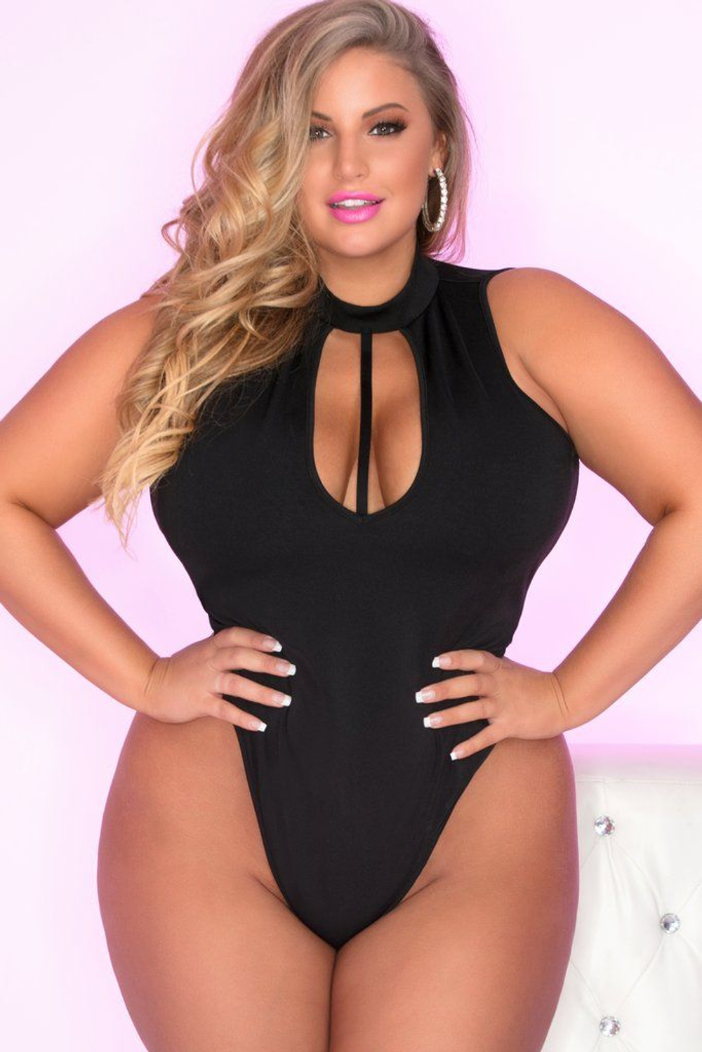 Эффектное женское боди с открытой спинкой (Размер: 3X-4X) (Цвет: черный)