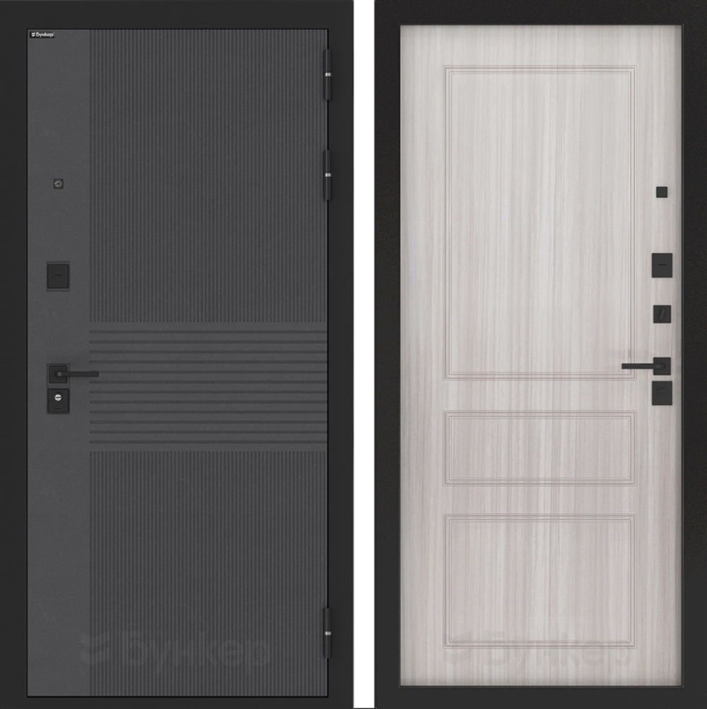 Входная металлическая дверь с зеркалом Бункер HIT B-05/ ФЛ-116 Сандал белый