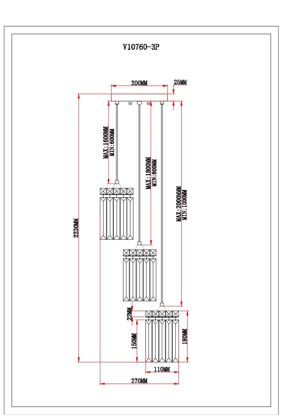 Светильник подвесной Moderli V10760-3P Levi