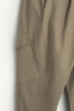 ZARA БРЮКИ С ЗАПАХОМ СО СРЕДНЕЙ ТАЛИЕЙ ИЗ СМЕСИ ЛЬНА И ХЛОПКА, ЭКРЮ/ХАКИ