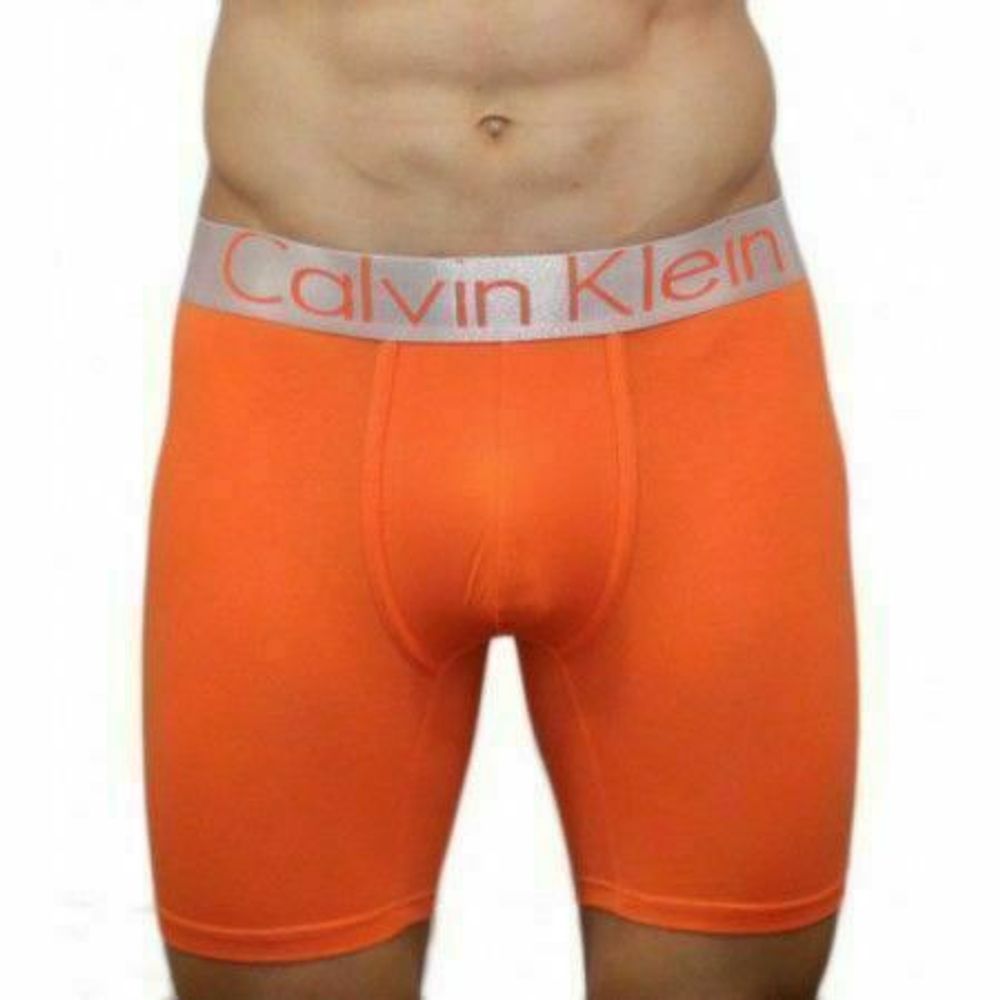 Мужские трусы боксеры удлиненные Calvin Klein оранжевые