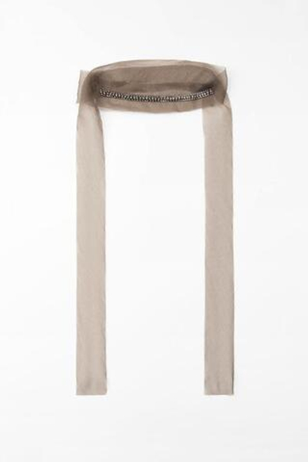 ZARA ЧОКЕР ИЗ ПОЛУПРОЗРАЧНОЙ ТКАНИ СО СТРАЗАМИ, КАМЕННО-СЕРЫЙ