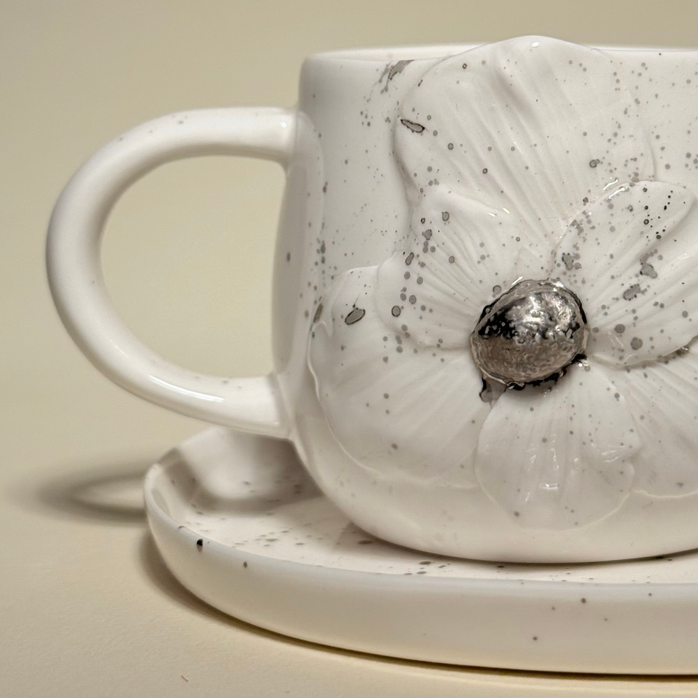 Пара "Анемоны" 220мл белый, платина