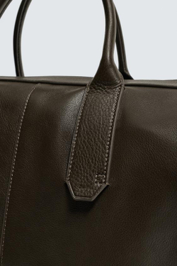 ZARA КОЖАНАЯ СУМКА-ШОПЕР, КОРИЧНЕВЫЙ