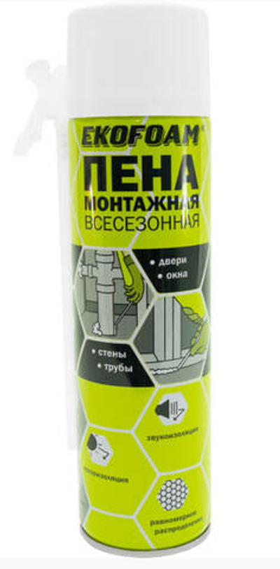 Монтажная пена EKOFOAM 450 мл (всесез.) бытовая до 10 л.ПОЛИТЕХ