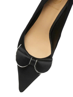 Женские туфли из кожи чёрные с бантом