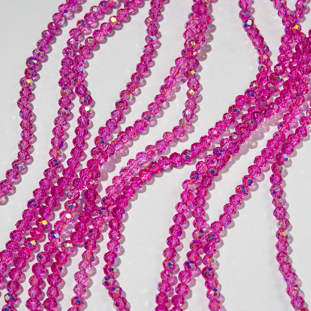 Хрустальные бусины "Марказит" с эффектом иризации, оттенок "Ярко-розовый", 4,3*3,5мм, рондель