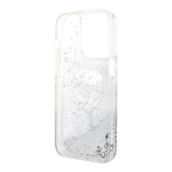 Чехол Karl Lagerfeld Liquid Glitter NFT Choupette Head Hard для iPhone 15 Pro Silver (Серебристый)