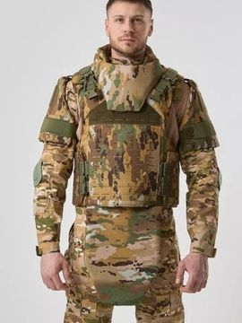 Бронежилет БТЖ-1 «Штурмовой» с баллистическими пакетом БР2 и 2 бронеплиты БР5 (карбид кремния) (мультикам)