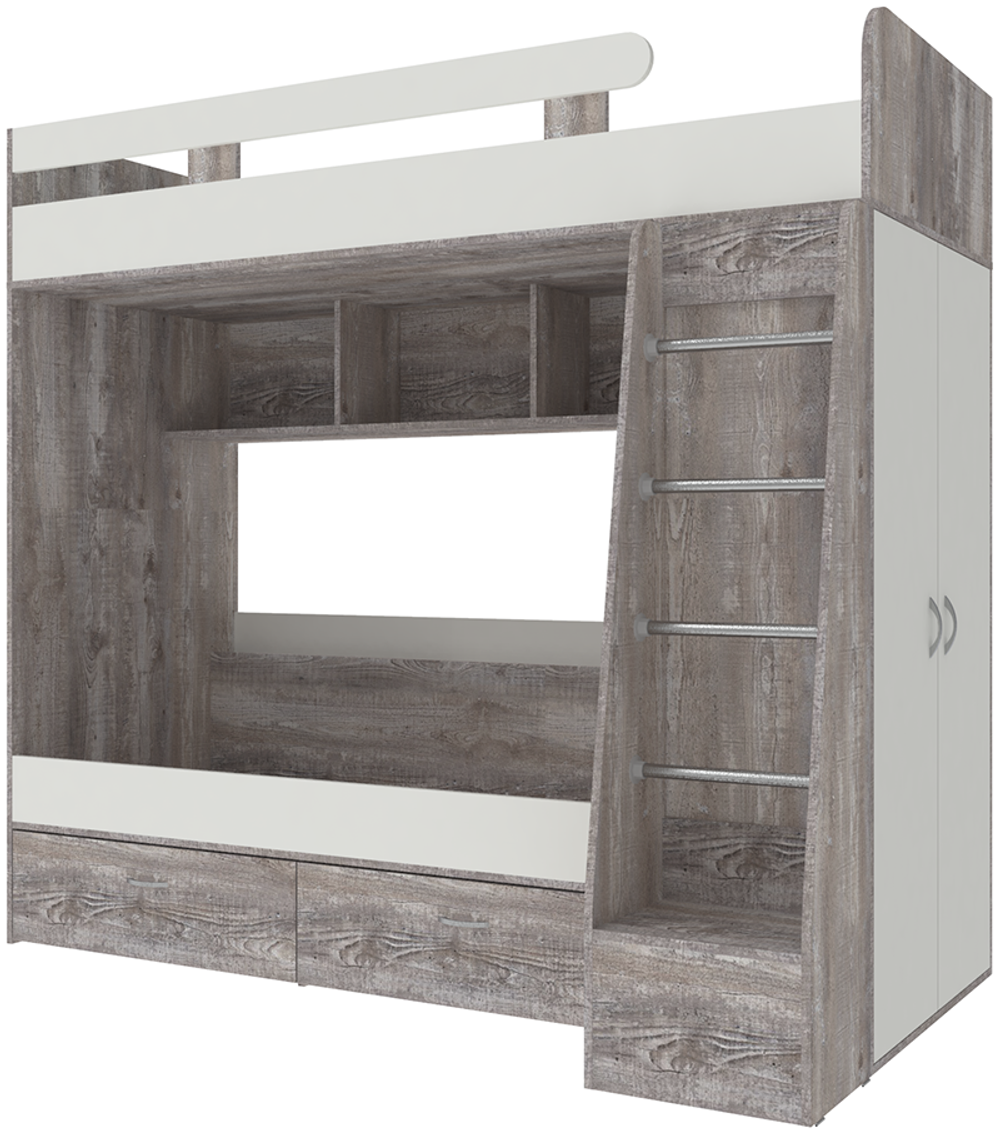 Двухъярусная кровать КарИВи Юниор 6 Бетон Белый