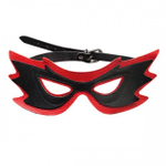 Кожаная маска на глаза "Бабочка" с металлической пряжкой (Цвет: черный с красным)