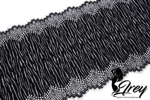 03-190 Кружево эластичное 20 см, зебра, черный 170