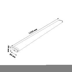 ULO-K21A 40W-4000K-L125-K IP65 WHITE Светильник линейный светодиодный подвесной. Белый свет 4000K. 4400Лм. 1250х84х44мм. Корпус белый. TM Uniel