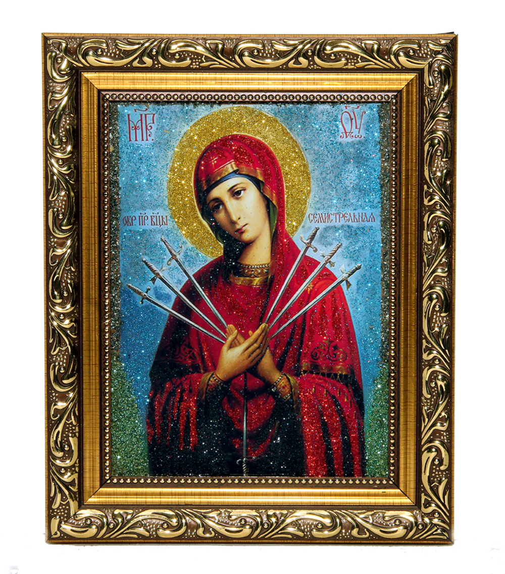 Икона№2 "Семистрельная Божья Матерь" 25.5-20.5см вес 240гр .
