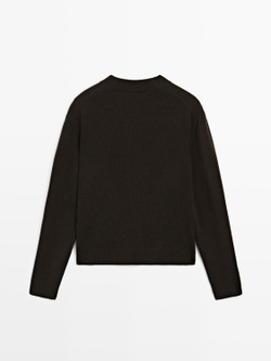 Massimo Dutti Свитер из смесовой шерсти с круглым вырезом, коричневый