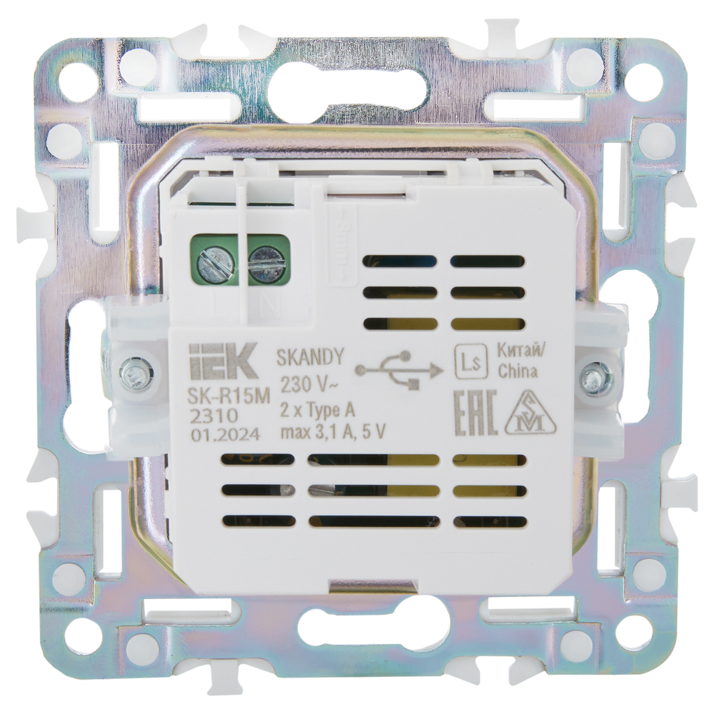 SKANDY Розетка USB A+A 3,1А SK-R15G мятный IEK