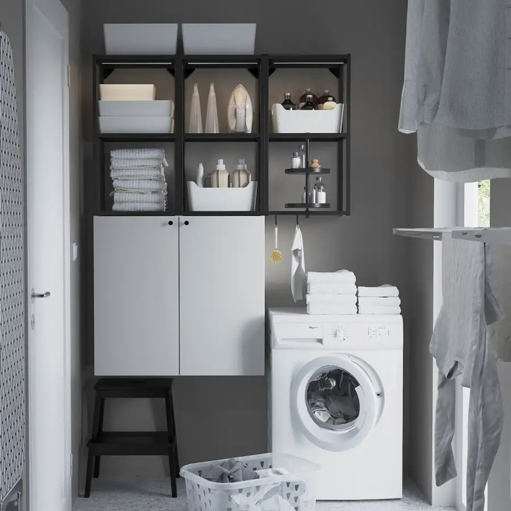 Комбинация для ванной - IKEA ENHET,  120x32x150 см, белый/антрацит, ЭНХЕТ ИКЕА