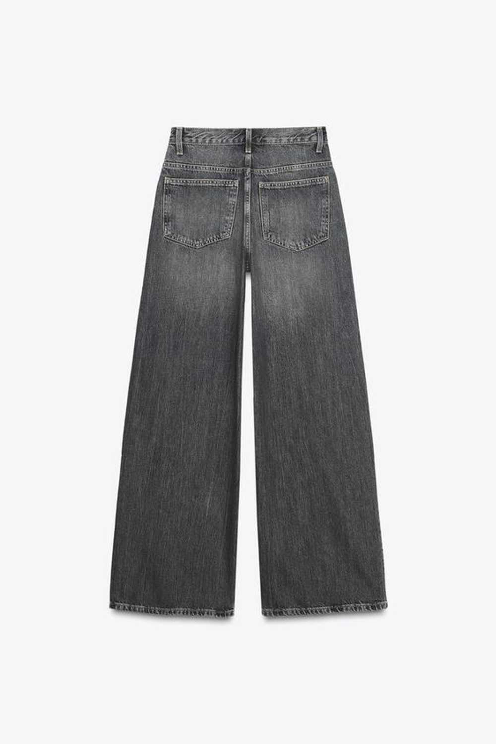 ZARA ДЖИНСЫ TRF WIDE LEG С ПЕРЕКРЕСТНОЙ ТАЛИЕЙ И ВЫСОКОЙ ПОСАДКОЙ, АНТРАЦИТОВО-СЕРЫЙ