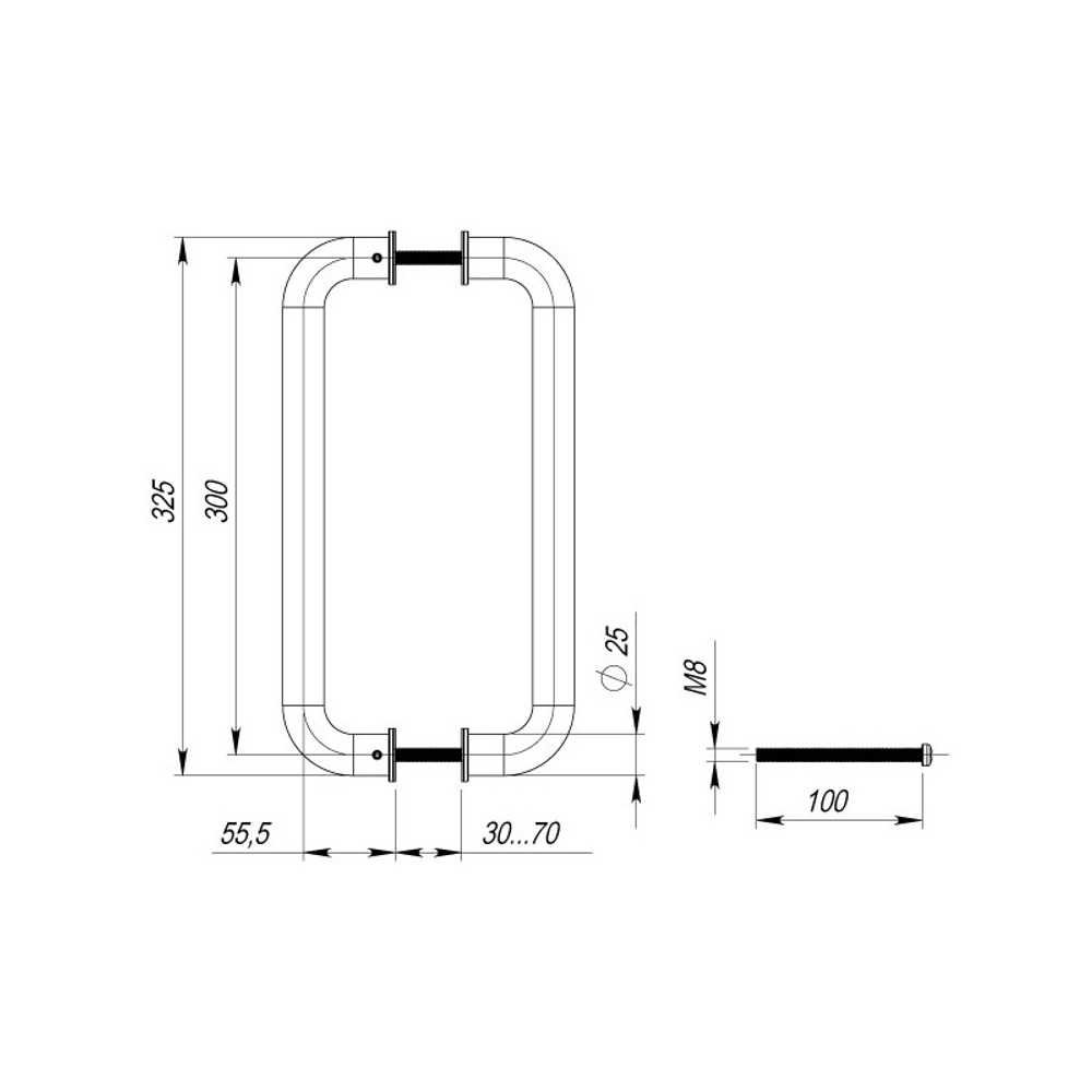 Ручка-скоба PULL.PH25/300.21 INOX 304 (PH-21-25/300-INOX)