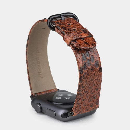 Ремешок для Apple Watch 44/45/46 mm из кожи питона, цвета Коньяк
