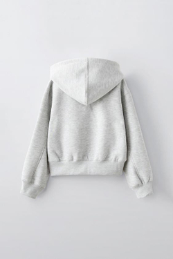 ZARA ТОЛСТОВКА С НАДПИСЬЮ, СЕРЫЙ С МЕЛАНЖЕВЫМ ЭФФЕКТОМ