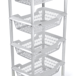 Этажерка универсальная на колёсиках «Джета», 4 корзины, цвет светло-серый, 44*30,4*89,6см С736СЕР