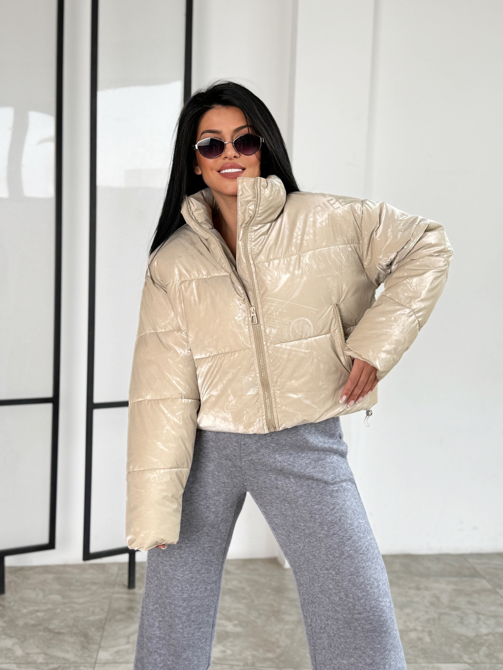 Короткая куртка мини оверсайз широкая еврозима