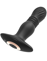 Черная анальная вибропробка Mad с поступательными движениями - 13 см. (Цвет: черный)