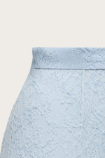 ЮБКА-МИДИ ИЗ ГОЛУБОГО ШЕЛКОВОГО КРУЖЕВА