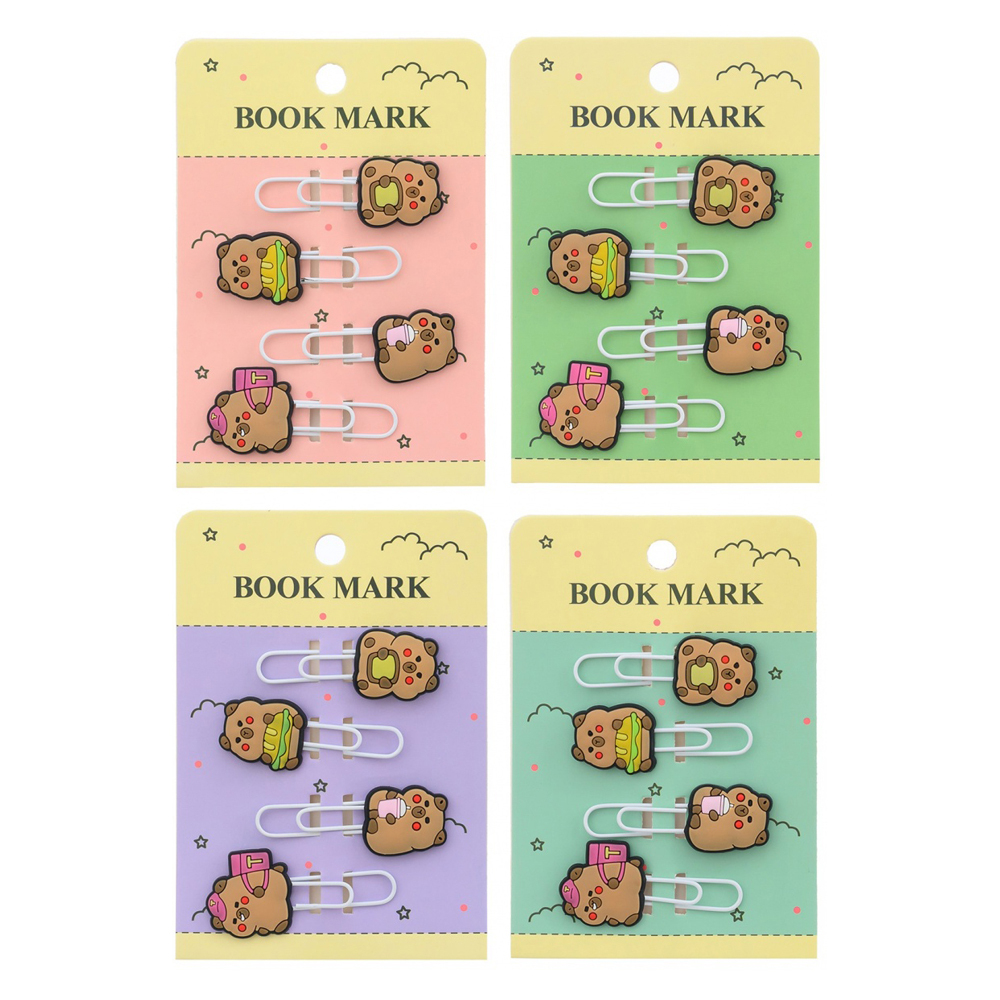 Закладки-скрепки Basir, серия "Капибара", 4 цвета ассорти