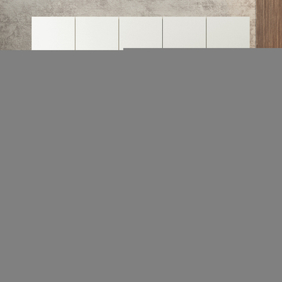 Шкаф Агератум МДФ четырехсекционный с антресолью и стеллажом Лайн керамика (0,27) А10032 матовая - Дуб Сонома 3025  240*60*240