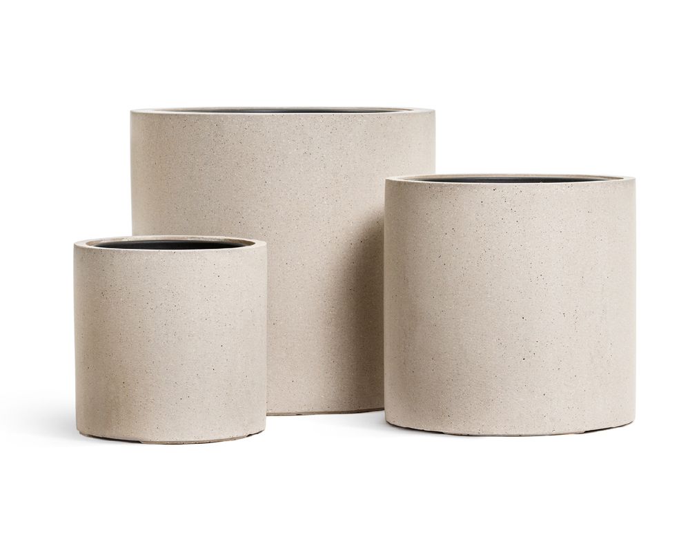 Кашпо TREEZ Effectory Beton Цилиндр Белый песок в-51 см, д-53 см 41.3320-02-028-BE-53