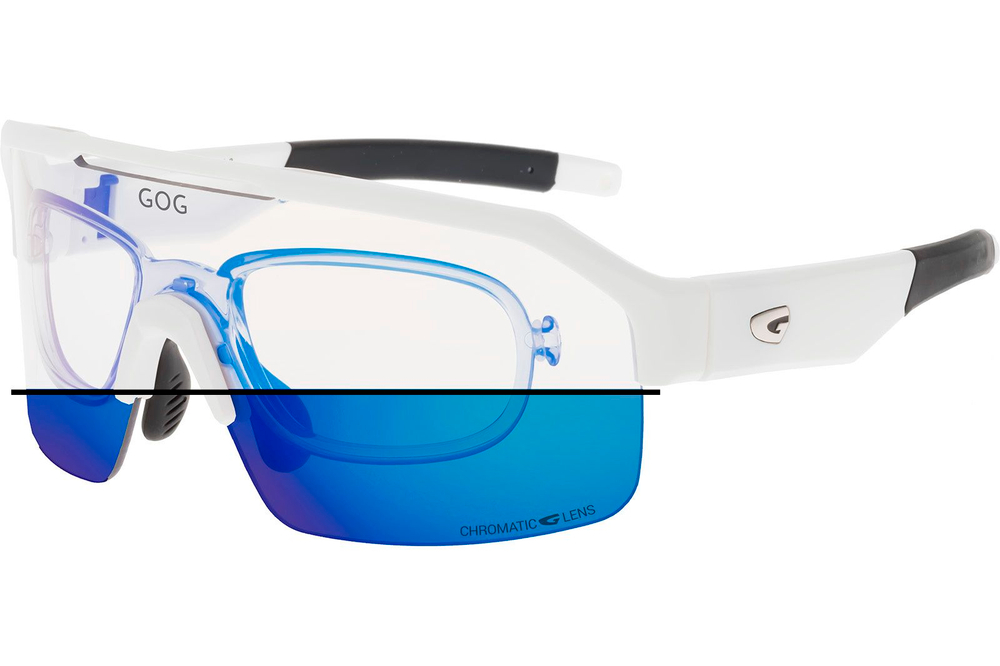 Спортивные очки с диоптриями GOG Thor C / Matt White-Black / Photochromic Blue Lens