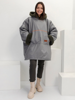 Худи женское оверсайз на меху из натуральной овечьей шерсти