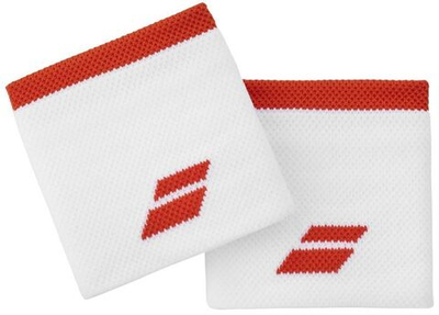 Напульсник теннисный Babolat Logo Wristband - white/fiesta red
