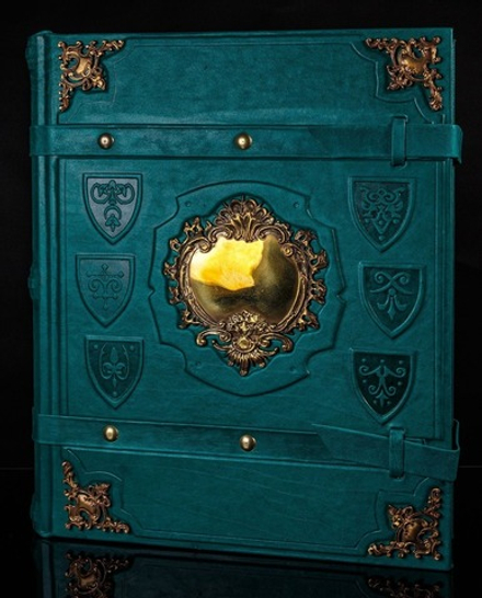 Большая семейная родословная книга "Наследие", натуральная кожа (синяя)