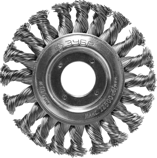 ЗУБР ″Профессионал″. Щетка дисковая для УШМ, плетеные пучки стальной проволоки 0,5мм, 100х22мм