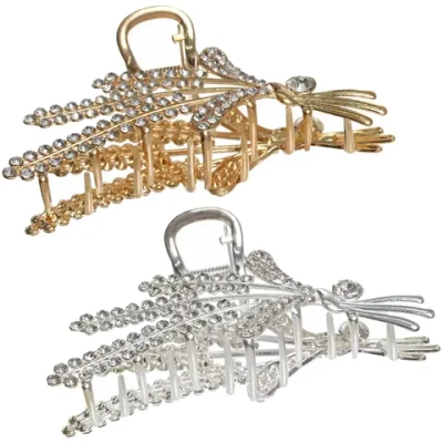 Заколка-краб для волос «AKS - DesignPRO», веточки, цвет золото и хром, 11,5*5см