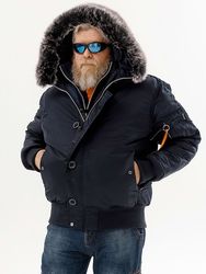 Куртка бомбер зимний Apolloget N-2B Gimalai (blue/orange - т.синий/оранж)