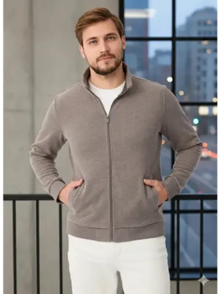 Толстовка мужская бархатный хлопок воротник стойка на замке