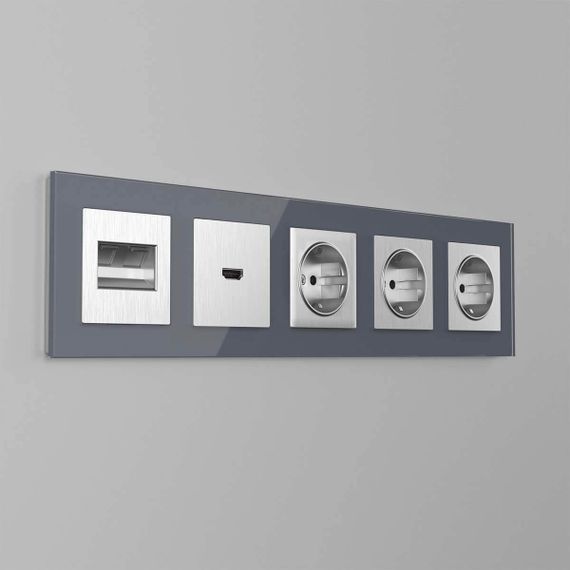 Накладка для двойной розетки Werkel Еthernet RJ-45 серебряный рифленый W1191109 4690389159947