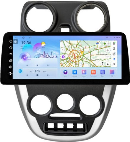 Магнитола для Lada Granta 2011-2018 (большая рамка) - FarCar монитор 12.3" 2K QLED на Android 14, TS10, CarPlay, 4G SIM-слот