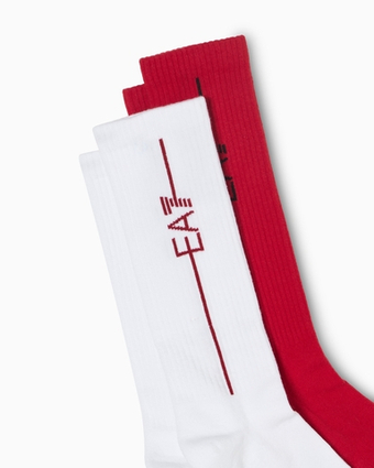Теннисные носки EA7 Terrycloth Training 2P - white/haute red