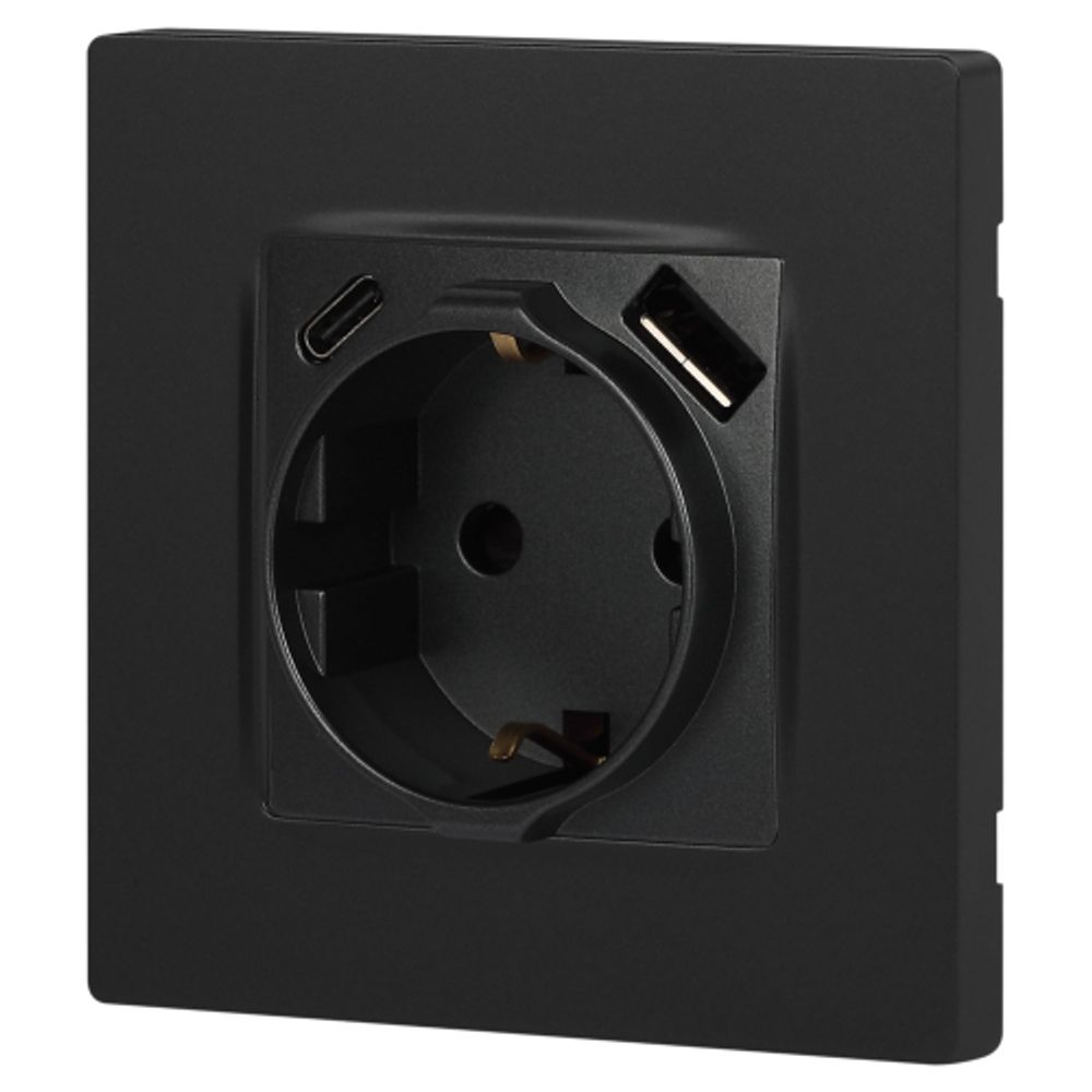 Розетка ЭРА Серия 12 12-4108-12 2P+E 16A-250В со шторками с USB type-A+C 5В-3А графит