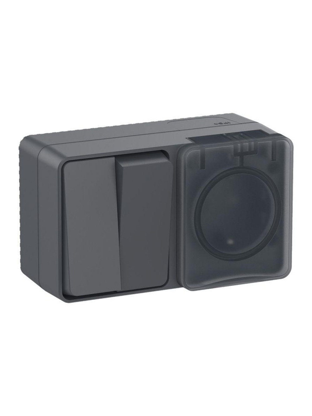 Блок ОП AtlasDesign PROFI IP54 (розетка 1-м 16А заземл. защ. шторки + 2-кл. выключатель 10А) антрацит SE ATN544074