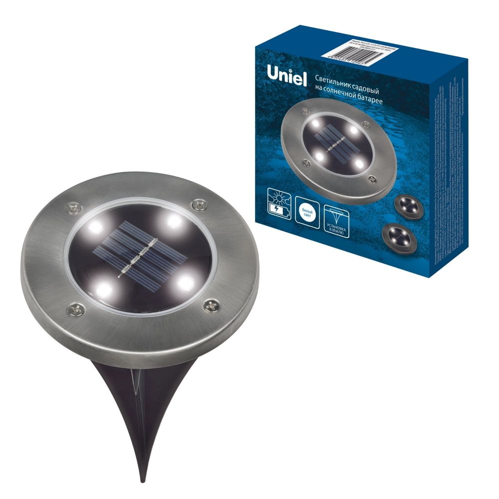 USL-F-171-PT130 INGROUND Садовый светильник на солнечной батарее. 4 светодиода. Белый свет. 1xАА Ni-Mh аккумулятор в-к. IP44. TM Uniel.