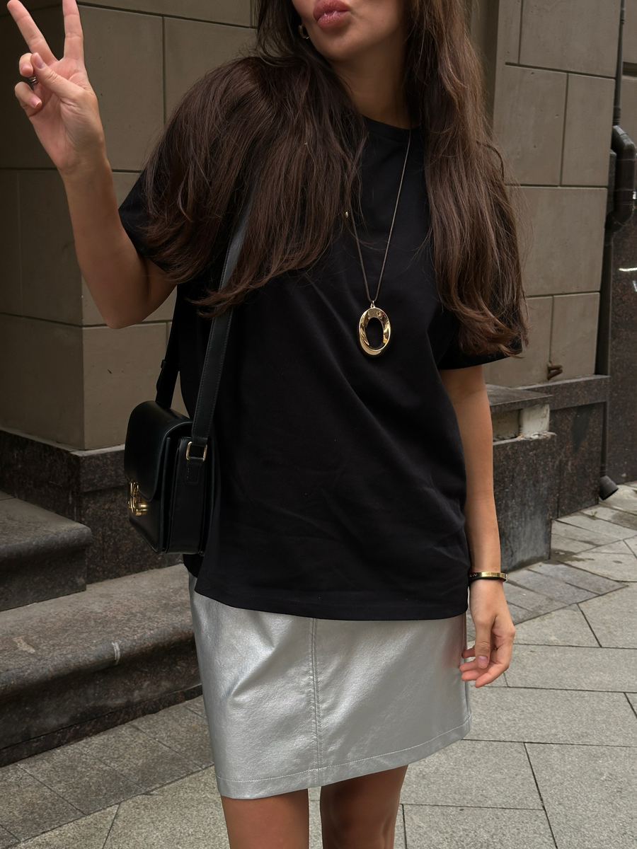 Футболка из итальянского трикотажа оверсайз черная